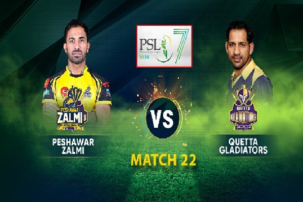 Peshawar Zalmi vs Quetta Gladiators, Pakistan Super League 2022, Match 22: 15th February 2022