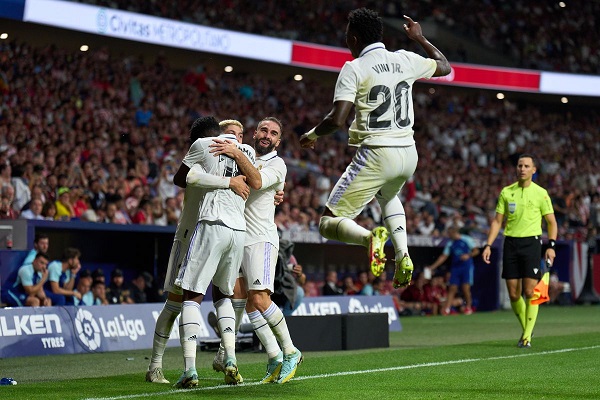 Real Madrid wins the derby 2-1 against Atletico Madrid.